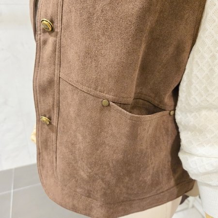 라운드 스웨이드 베스트