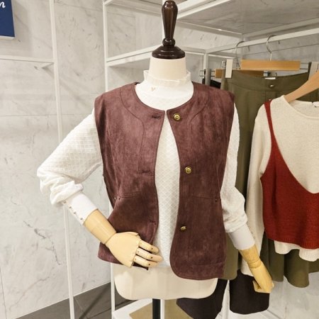 라운드 스웨이드 베스트