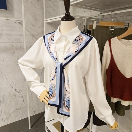 스카프 숄 블라우스