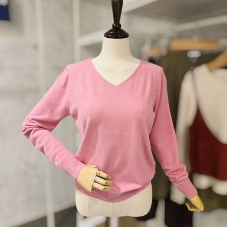 무지 브이넥 니트