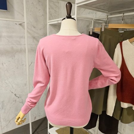 무지 브이넥 니트