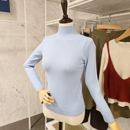 반목 슬림 골지 니트