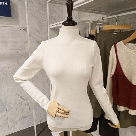 반목 슬림 골지 니트