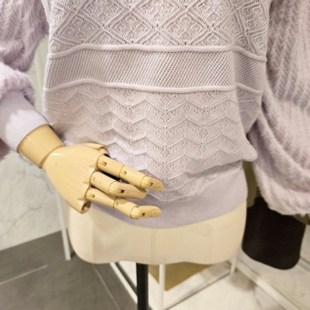 퍼프 소매 배색 니트