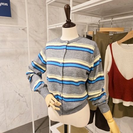 4색 줄무늬 가디건