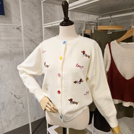 강아지 자수 가디건