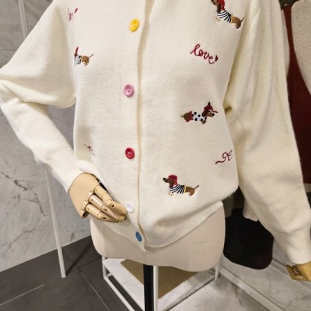 강아지 자수 가디건