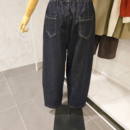 밴딩 데님 배기 팬츠