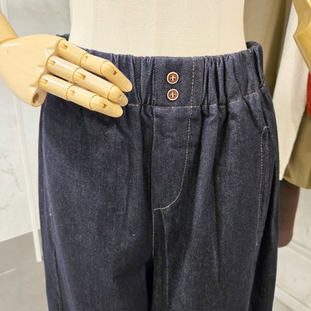 밴딩 데님 배기 팬츠