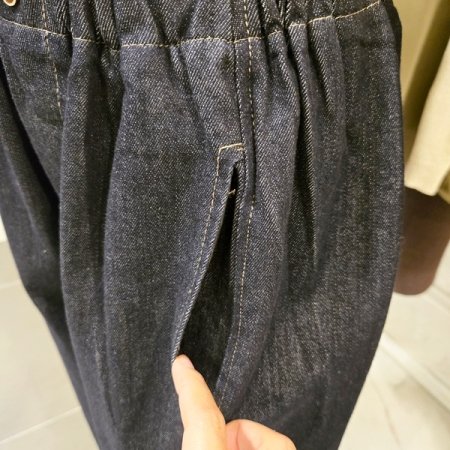 밴딩 데님 배기 팬츠