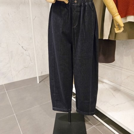 밴딩 데님 배기 팬츠