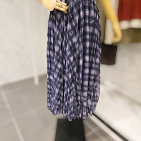 체크 샤 플리츠 스커트