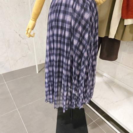 체크 샤 플리츠 스커트