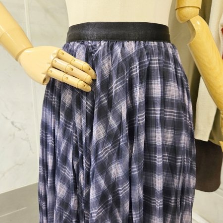 체크 샤 플리츠 스커트