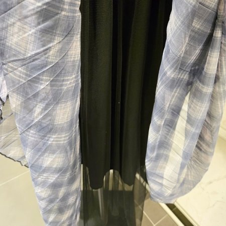 체크 샤 플리츠 스커트