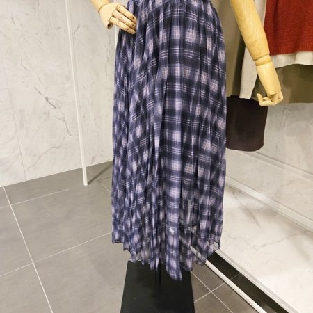 체크 샤 플리츠 스커트