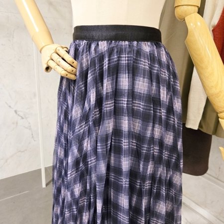 체크 샤 플리츠 스커트