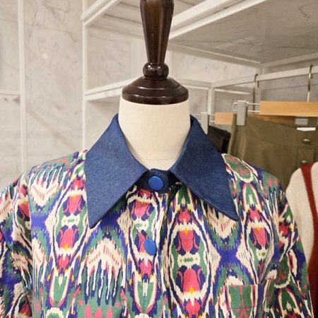 컬러 프린트 스트링 셔츠