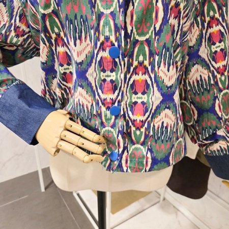 컬러 프린트 스트링 셔츠