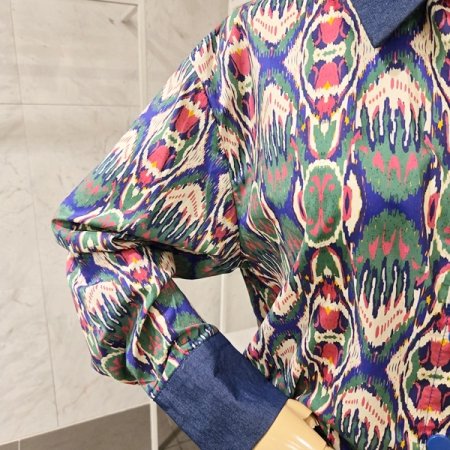 컬러 프린트 스트링 셔츠