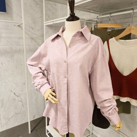 오버핏 하트 비쥬 셔츠