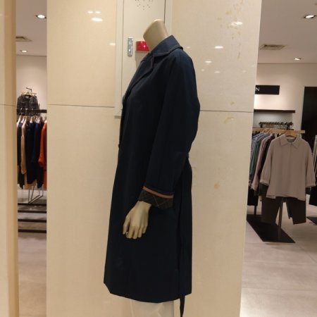 비아우 소매배색 스티치 트렌치