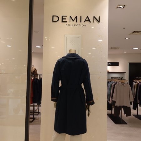 비아우 소매배색 스티치 트렌치