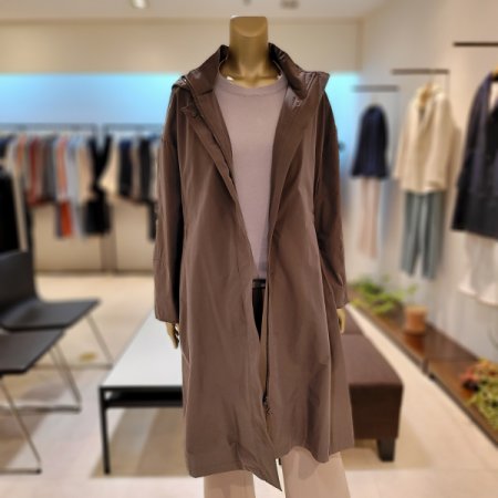 얇은 누빔안감 후드 롱점퍼