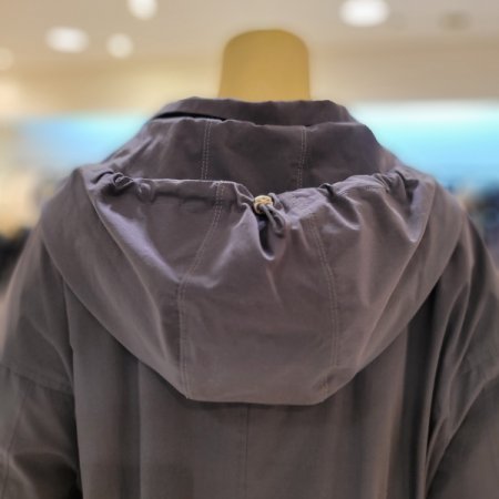 얇은 누빔안감 후드 롱점퍼