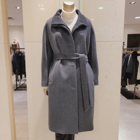 스탠드카라 알파카혼방 벨트 롱코트