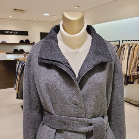 스탠드카라 알파카혼방 벨트 롱코트