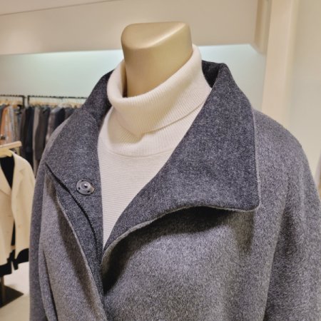 스탠드카라 알파카혼방 벨트 롱코트