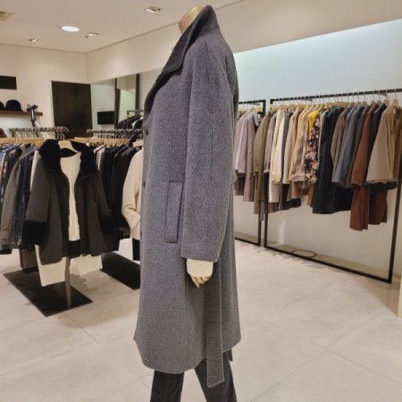 스탠드카라 알파카혼방 벨트 롱코트