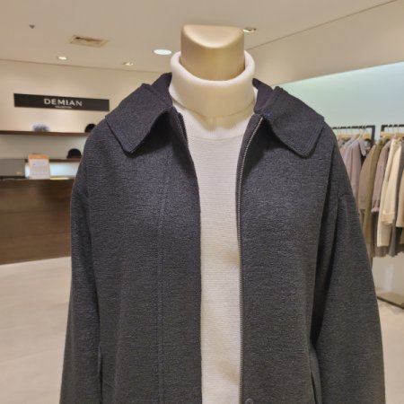 소매 주름 후드 롱 코트