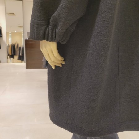 소매 주름 후드 롱 코트