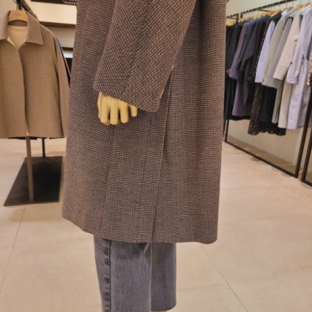 탈착 누빔안감 카라 원버튼 롱코트