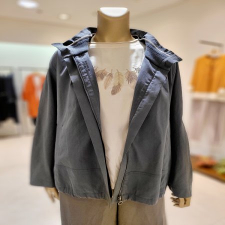 밑단스트링 스탠드카라 집업점퍼