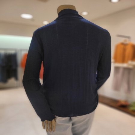 한쪽셔링 세로골지 프릴터틀넥 티셔츠