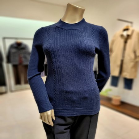 패턴짜임 골지 반터틀넥 니트