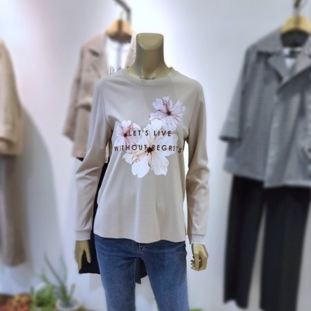 밑단옆트임플라워티셔츠2color