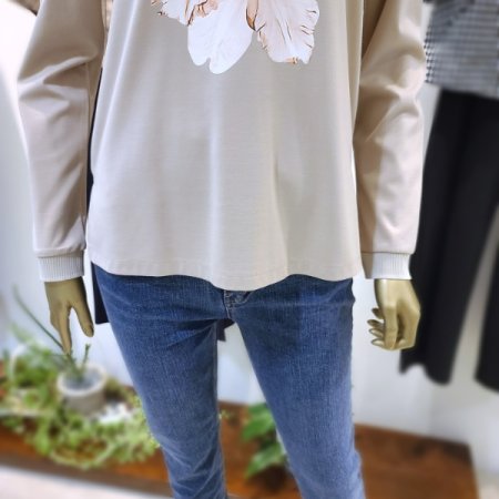 밑단옆트임플라워티셔츠2color
