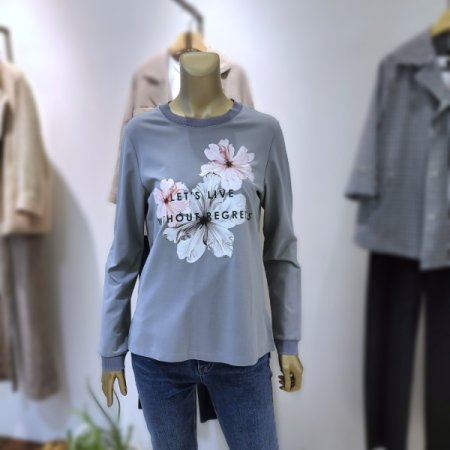 밑단옆트임플라워티셔츠2color