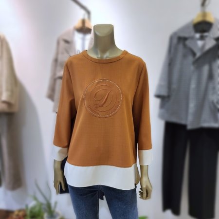 레터링자수컬러배색티셔츠2color