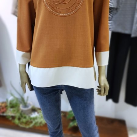 레터링자수컬러배색티셔츠2color