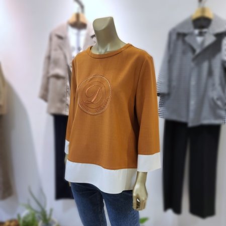 레터링자수컬러배색티셔츠2color