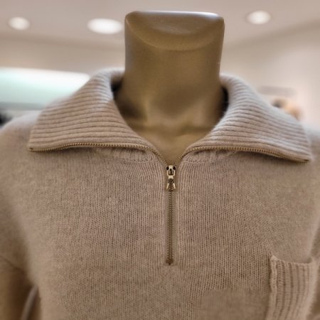 라쿤 울혼방 카라집업 니트