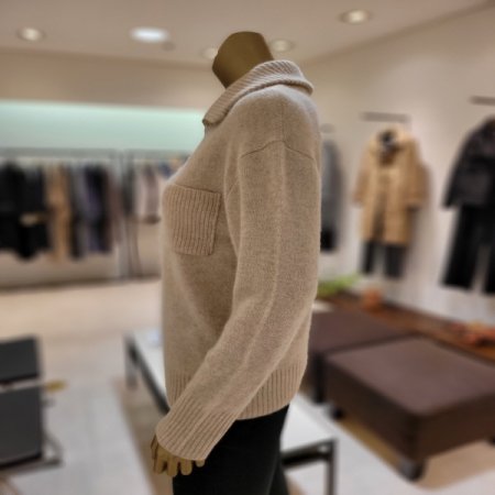 라쿤 울혼방 카라집업 니트