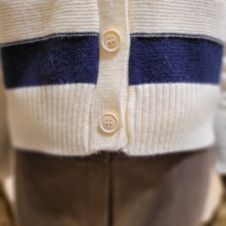 가로 컬러 스트라이프 카라 단추베스트