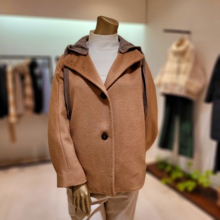 탈착후드 양모 캐시미어혼방 코트