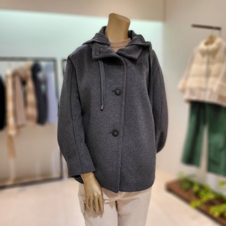 탈착후드 양모 캐시미어혼방 코트